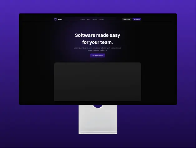 a computer showing the hero section of the Nova website